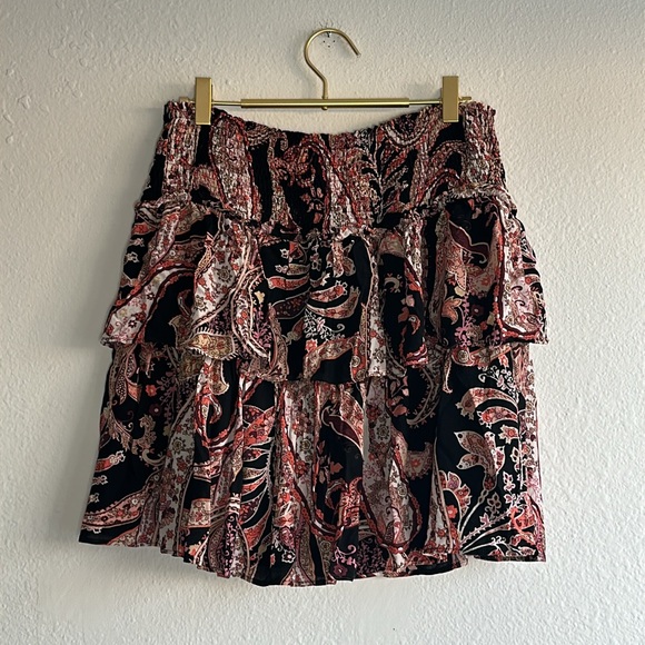 Anthropologie Paisley Mini Skirt - Black and Red - Picture 8 of 10